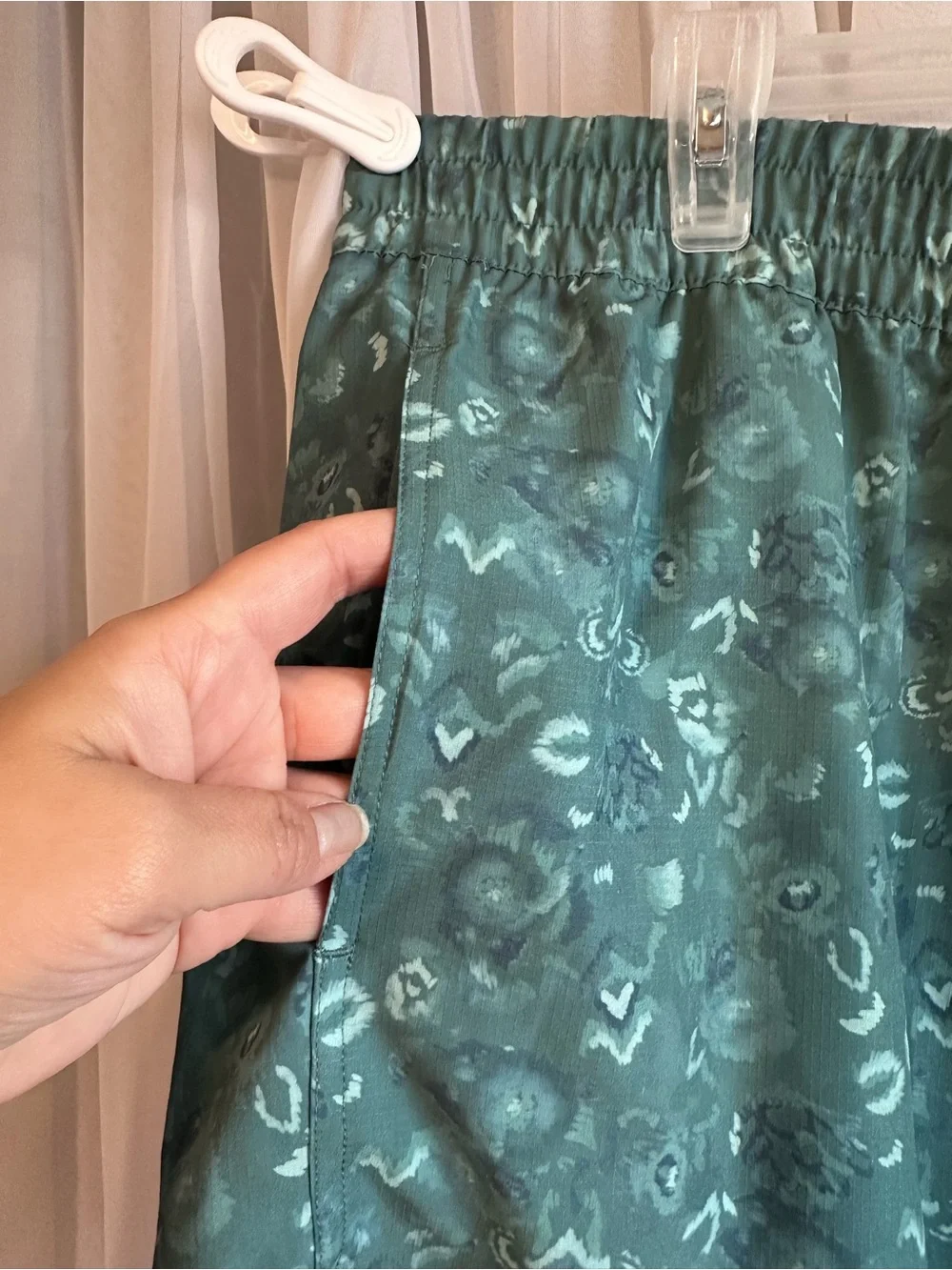 Marika Teal Patterned Ripstop Athletic Shorts Size XXL